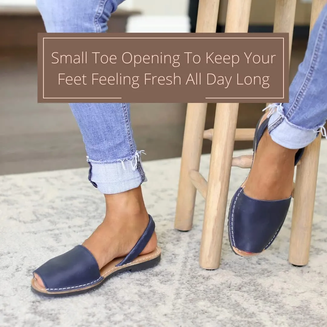 Classic Flat Sandals for Women  Dressy Soft Leather Peep Toe Womens Flat Sandals, Casual Slip on Flats