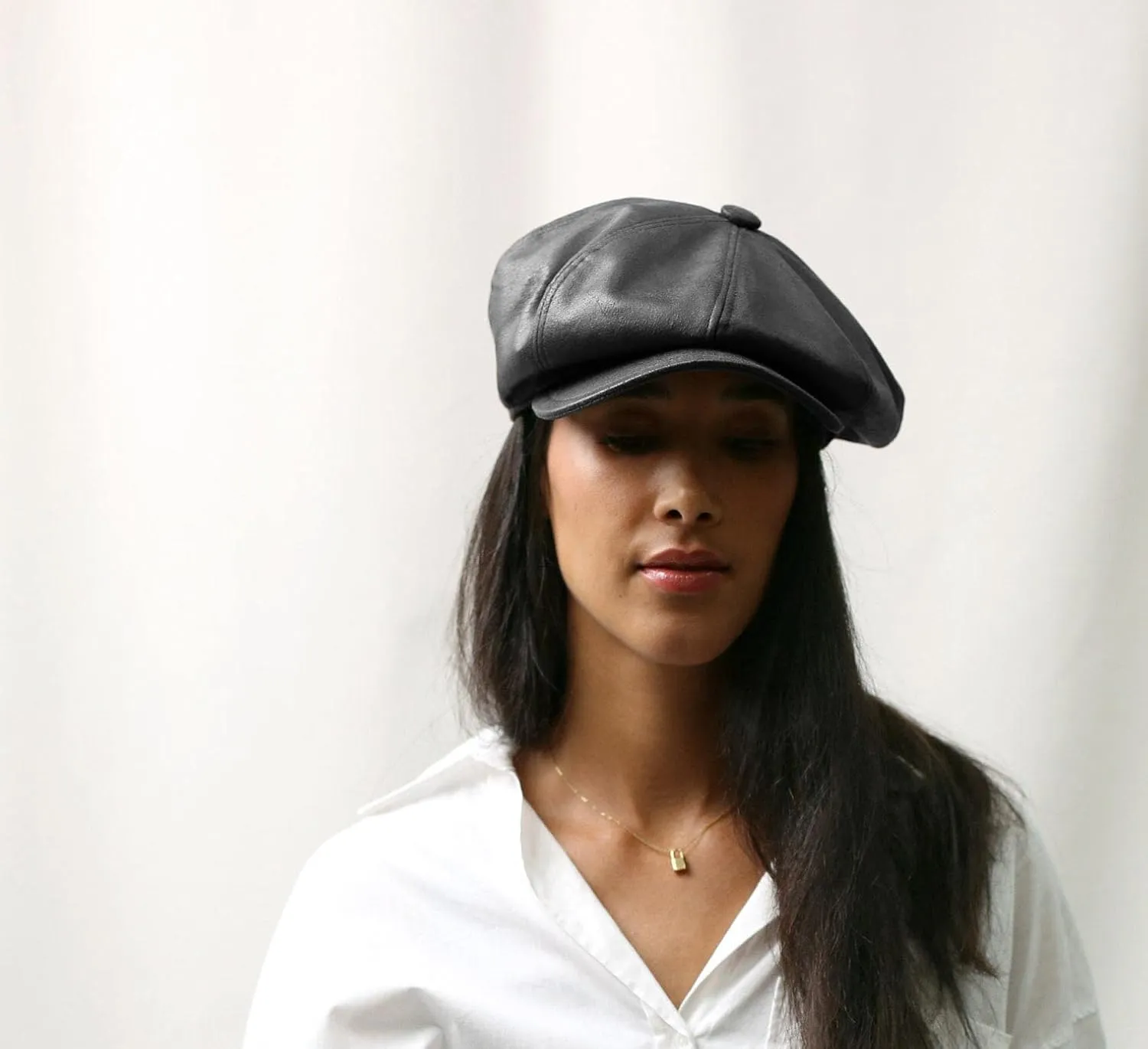 Classic Marsigliese Vegan Leather Flat Cap Water Repellent