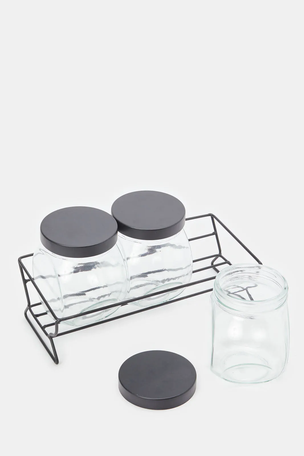 Clear Glass Storage Jar Set (4 Peice)