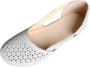 Closed Toe Sandals Women Hollow Out Shoes Orthotic Wedge Flats Sandals Round Toe Casual Slip On Comfort Eyelets Shoes