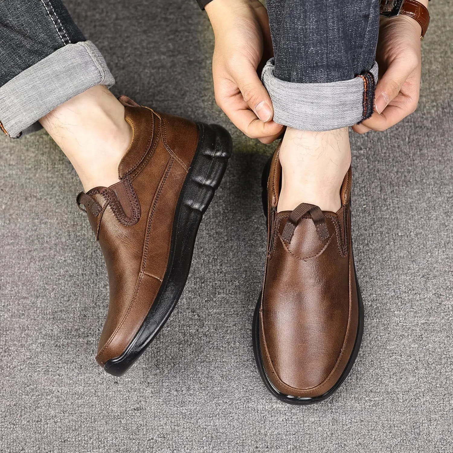 Coramtty Mens Loafers Slip on Casual Shoes Comfort Lightweight Walking Driving Business Daily Flats Outdoor