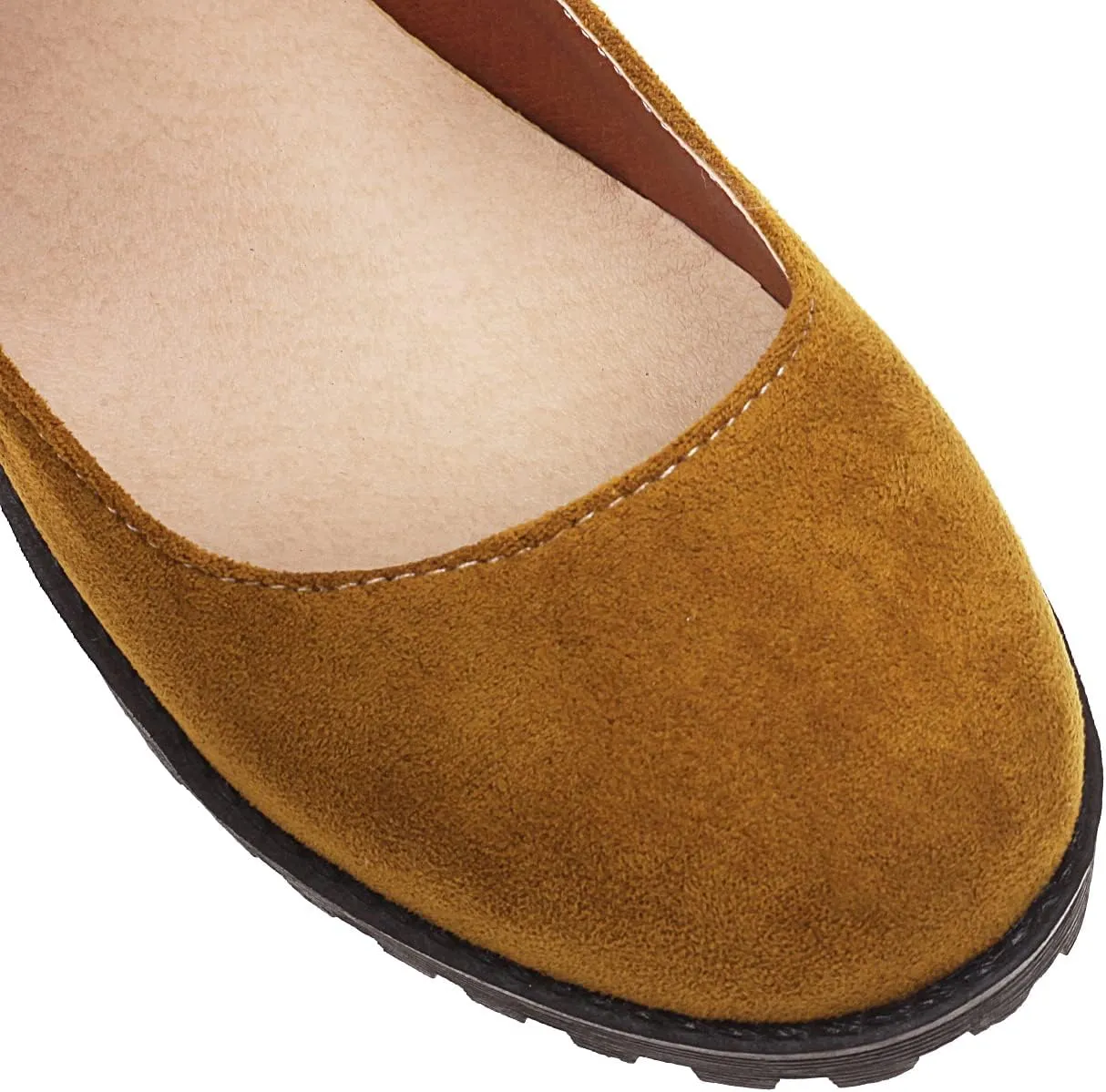 CosyFever Womens DC411 Mary Jane Chunky Low Cut Uppers Imitated Suede Flats