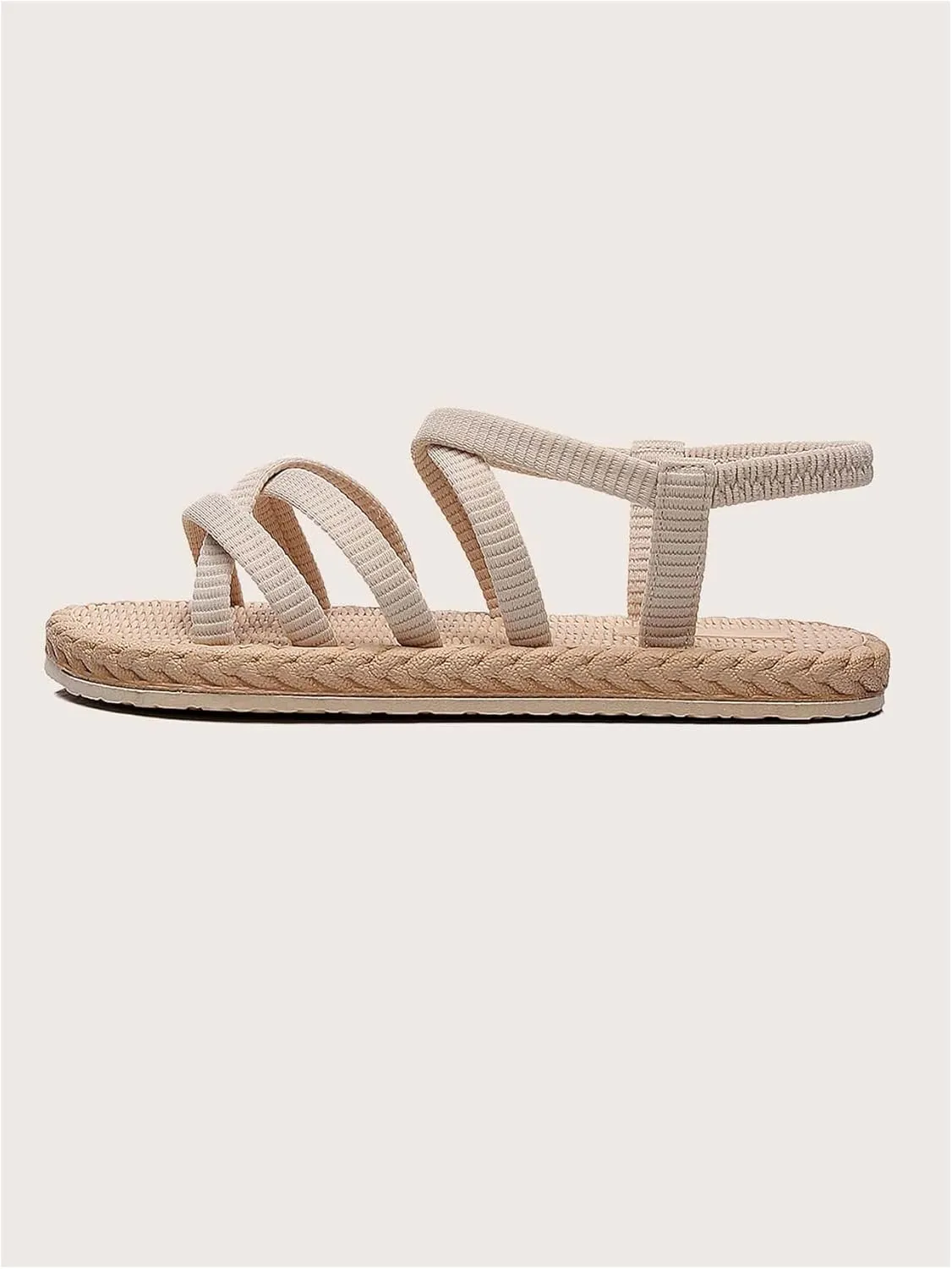 COZYEASE Women's Woven Criss Cross Slingback Sandals Open Toe Vacation Beach Flat Shoes