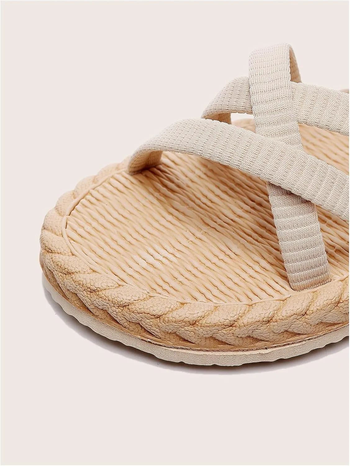 COZYEASE Women's Woven Criss Cross Slingback Sandals Open Toe Vacation Beach Flat Shoes