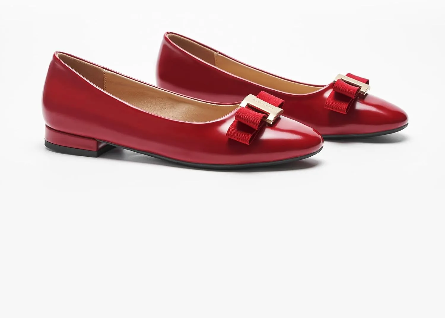 C.Paravano Women's Ballet Flats | Round Toe Bow Accent Shoes with Metallic Buckle | Soft Leather Slip-Ons for Work Commute, Office & Date NightsEvening Events, Business Travel & Dating