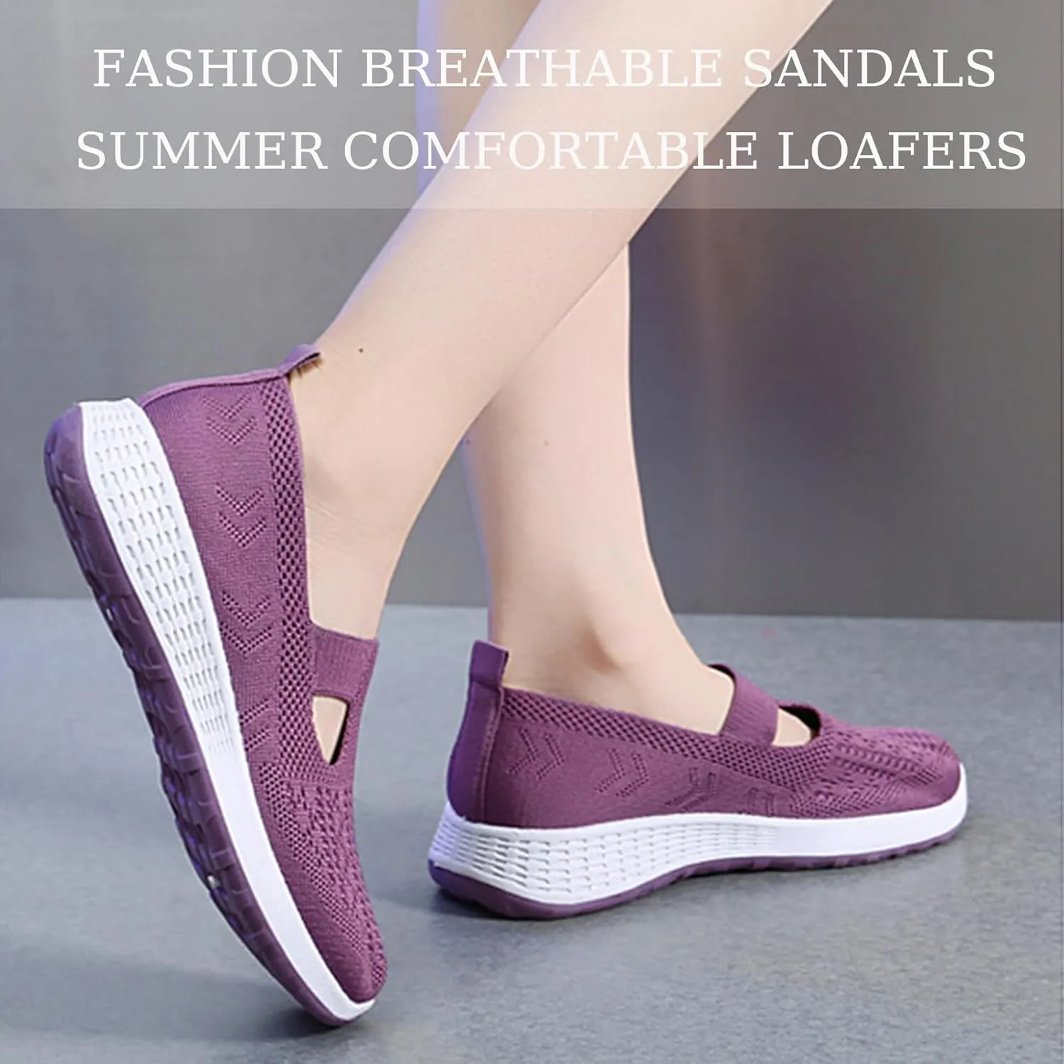 Crepuscute Women's Hollow Out Mesh Orthopedic Loafers Slip On Outdoor Non-Slip Comfort Breathable Fashion Walking Shoes Summer Travel Working Lightweight Flat Causal Shoes