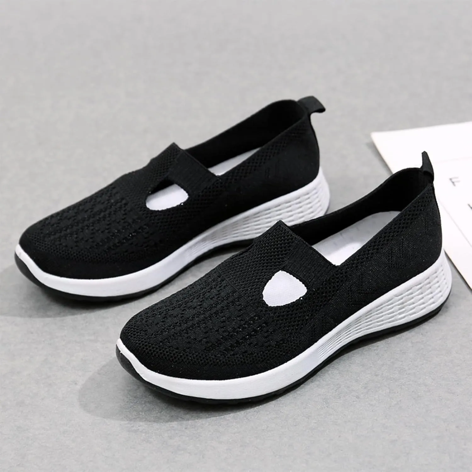 Crepuscute Women's Hollow Out Mesh Orthopedic Loafers Slip On Outdoor Non-Slip Comfort Breathable Fashion Walking Shoes Summer Travel Working Lightweight Flat Causal Shoes