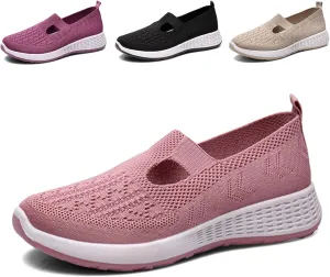 Crepuscute Women's Hollow Out Mesh Orthopedic Loafers Slip On Outdoor Non-Slip Comfort Breathable Fashion Walking Shoes Summer Travel Working Lightweight Flat Causal Shoes