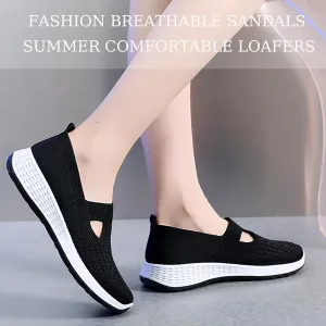 Crepuscute Women's Hollow Out Mesh Orthopedic Loafers Slip On Outdoor Non-Slip Comfort Breathable Fashion Walking Shoes Summer Travel Working Lightweight Flat Causal Shoes