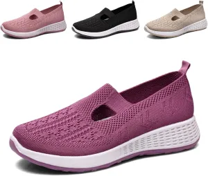 Crepuscute Women's Hollow Out Mesh Orthopedic Loafers Slip On Outdoor Non-Slip Comfort Breathable Fashion Walking Shoes Summer Travel Working Lightweight Flat Causal Shoes