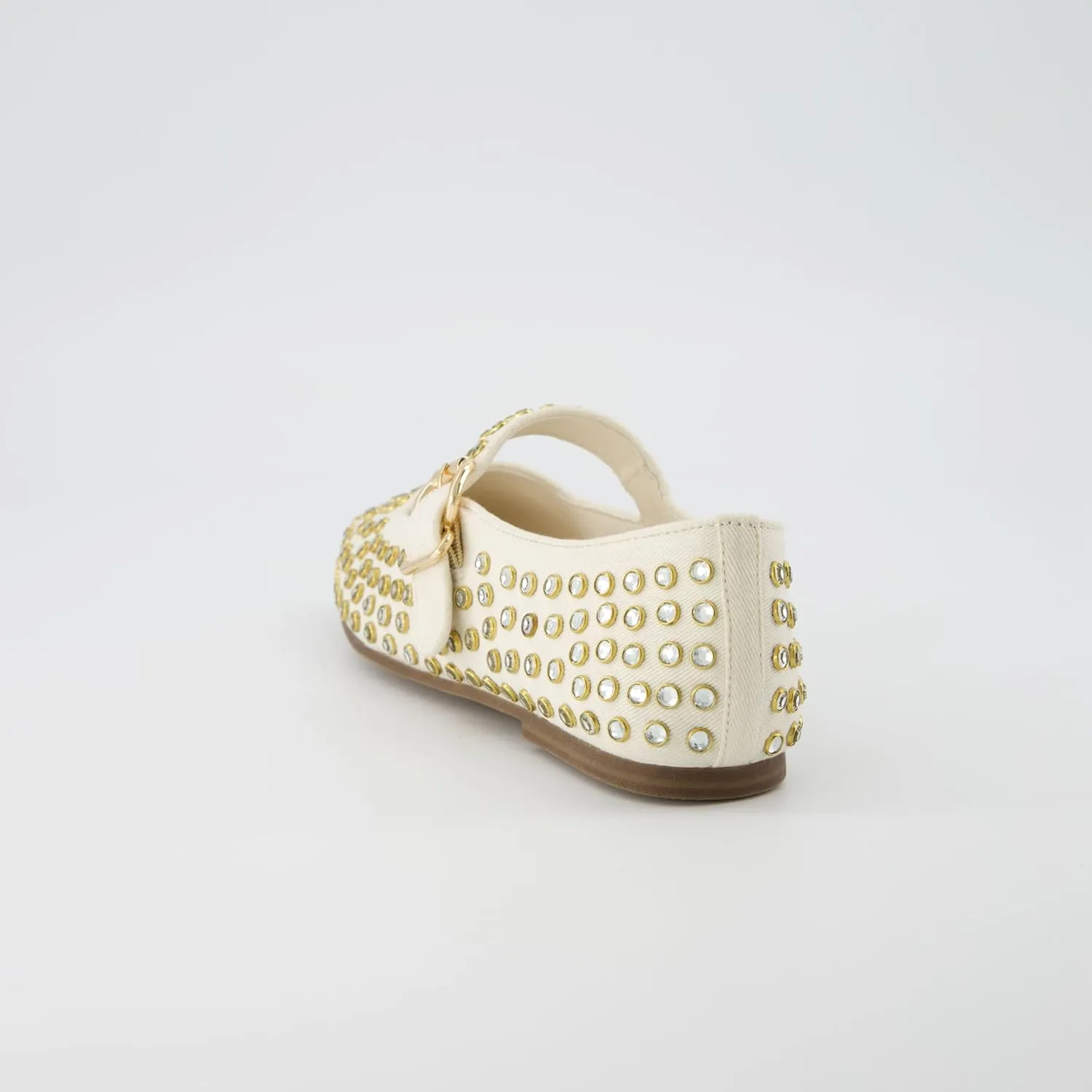 CUSHIONAIRE Princess Womens Bling Studded Mary Jane Flats  Elegant Buckle Strap Shoes with Memory Foam
