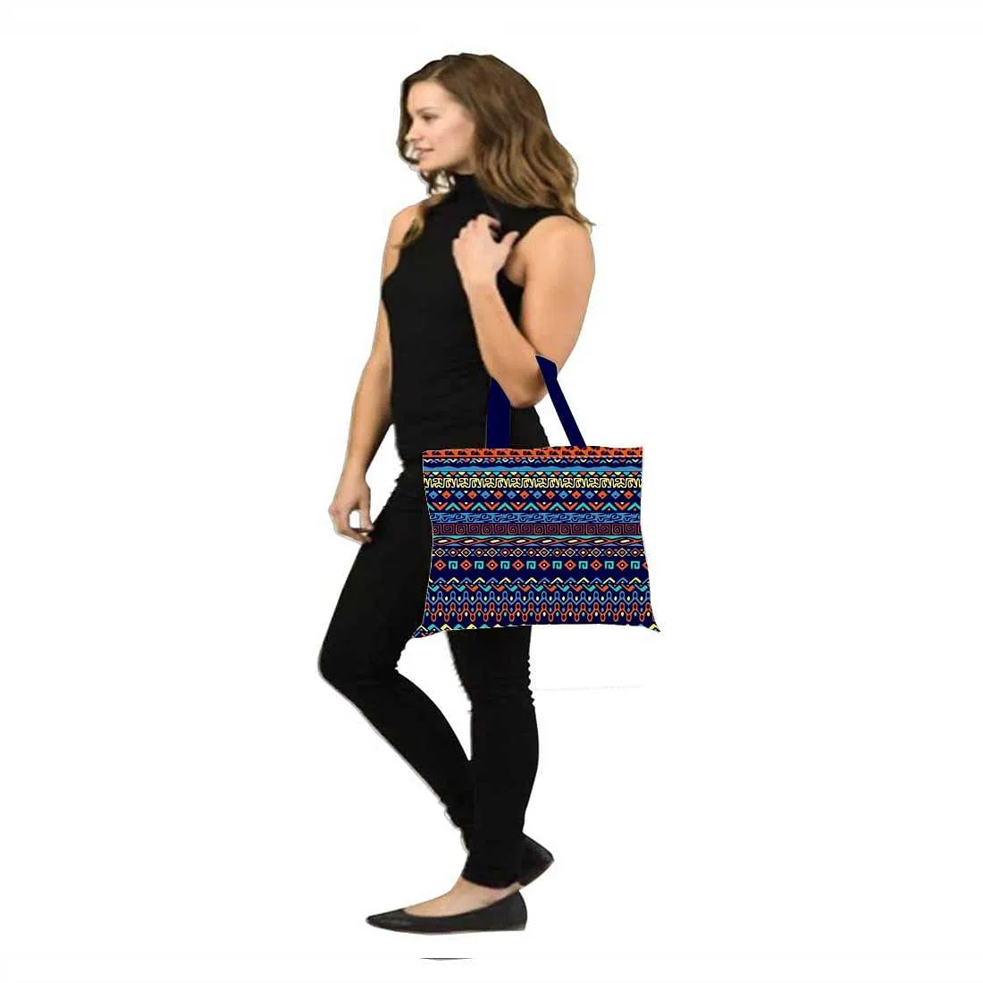 Designer Tote Bag With Zip Beach Gym Travel Bags -  esigner Ethnic Patterns