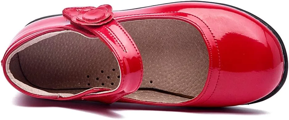 DKZSYIM Toddler Girls Dress Shoes Ballet Wedding Party Princess School Uniform Mary Jane Flats Shoes,Model KM 222PU