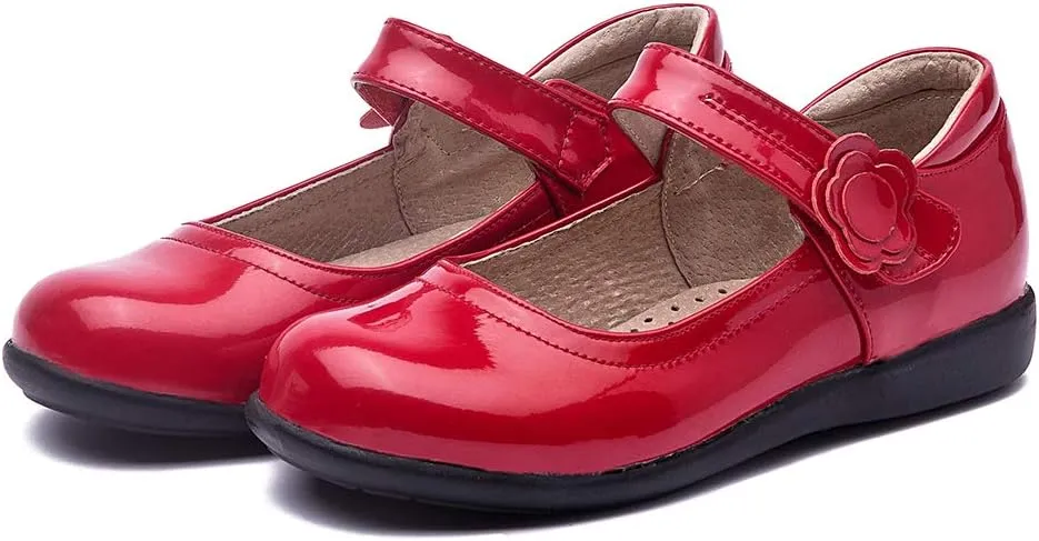 DKZSYIM Toddler Girls Dress Shoes Ballet Wedding Party Princess School Uniform Mary Jane Flats Shoes,Model KM 222PU