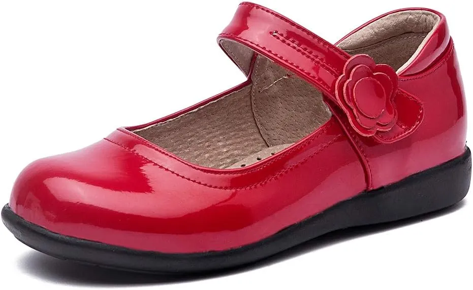 DKZSYIM Toddler Girls Dress Shoes Ballet Wedding Party Princess School Uniform Mary Jane Flats Shoes,Model KM 222PU