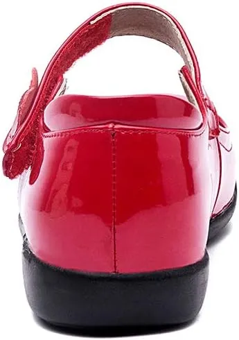 DKZSYIM Toddler Girls Dress Shoes Ballet Wedding Party Princess School Uniform Mary Jane Flats Shoes,Model KM 222PU