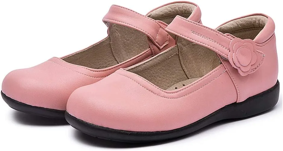 DKZSYIM Toddler Girls Dress Shoes Ballet Wedding Party Princess School Uniform Mary Jane Flats Shoes,Model KM 222PU