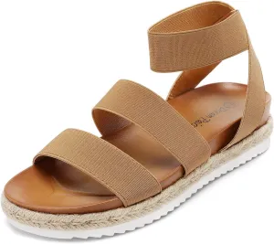 DREAM PAIRS Womens Open Toe Ankle Strap Espadrille Flatform Platform Wedge Sandals