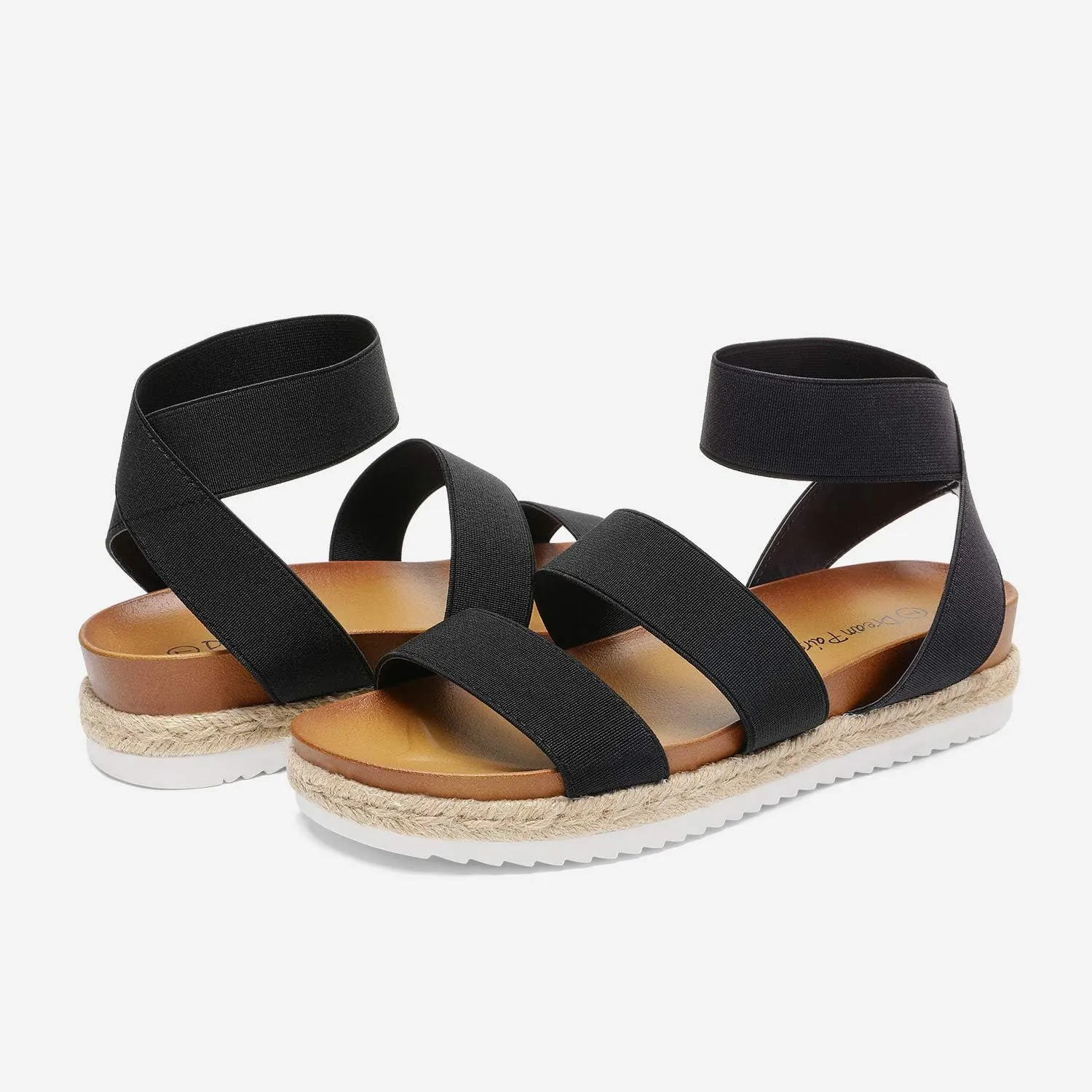 DREAM PAIRS Womens Open Toe Ankle Strap Espadrille Flatform Platform Wedge Sandals