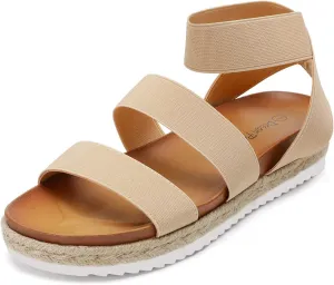DREAM PAIRS Womens Open Toe Ankle Strap Espadrille Flatform Platform Wedge Sandals