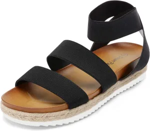 DREAM PAIRS Womens Open Toe Ankle Strap Espadrille Flatform Platform Wedge Sandals