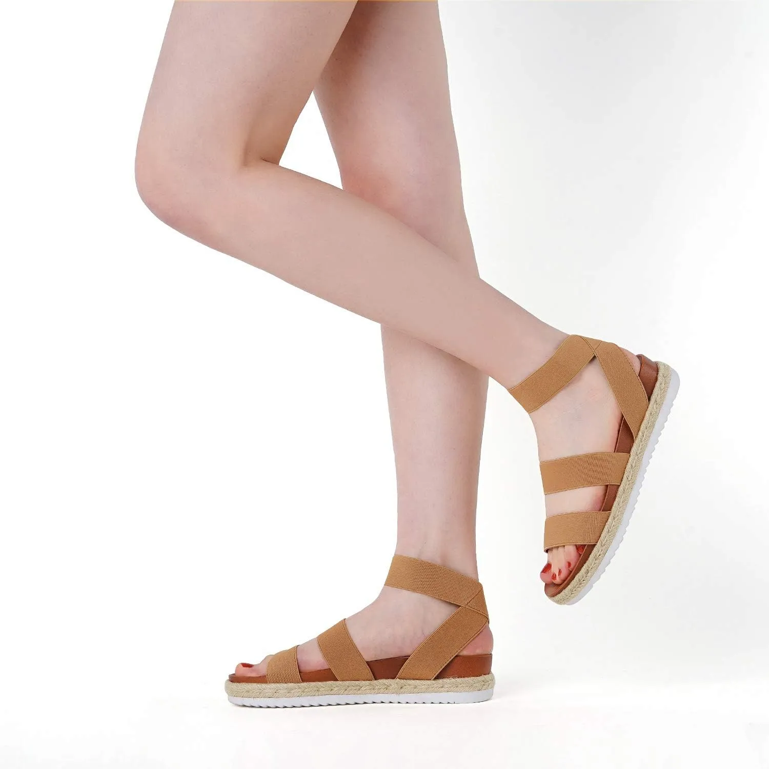 DREAM PAIRS Womens Open Toe Ankle Strap Espadrille Flatform Platform Wedge Sandals