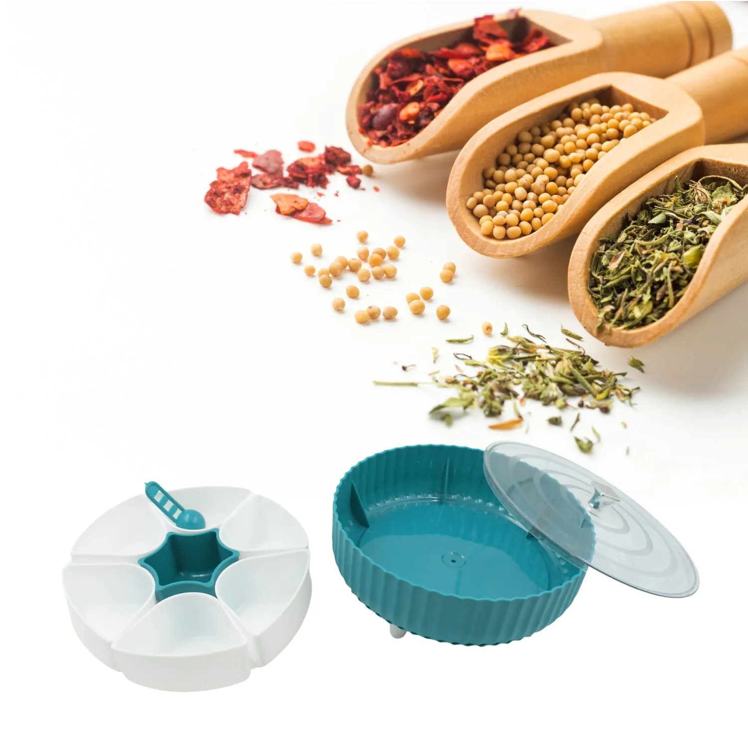 Dry Fruit & Snack Organizer: 360 Revolving Box (7 Compartments, Airtight)