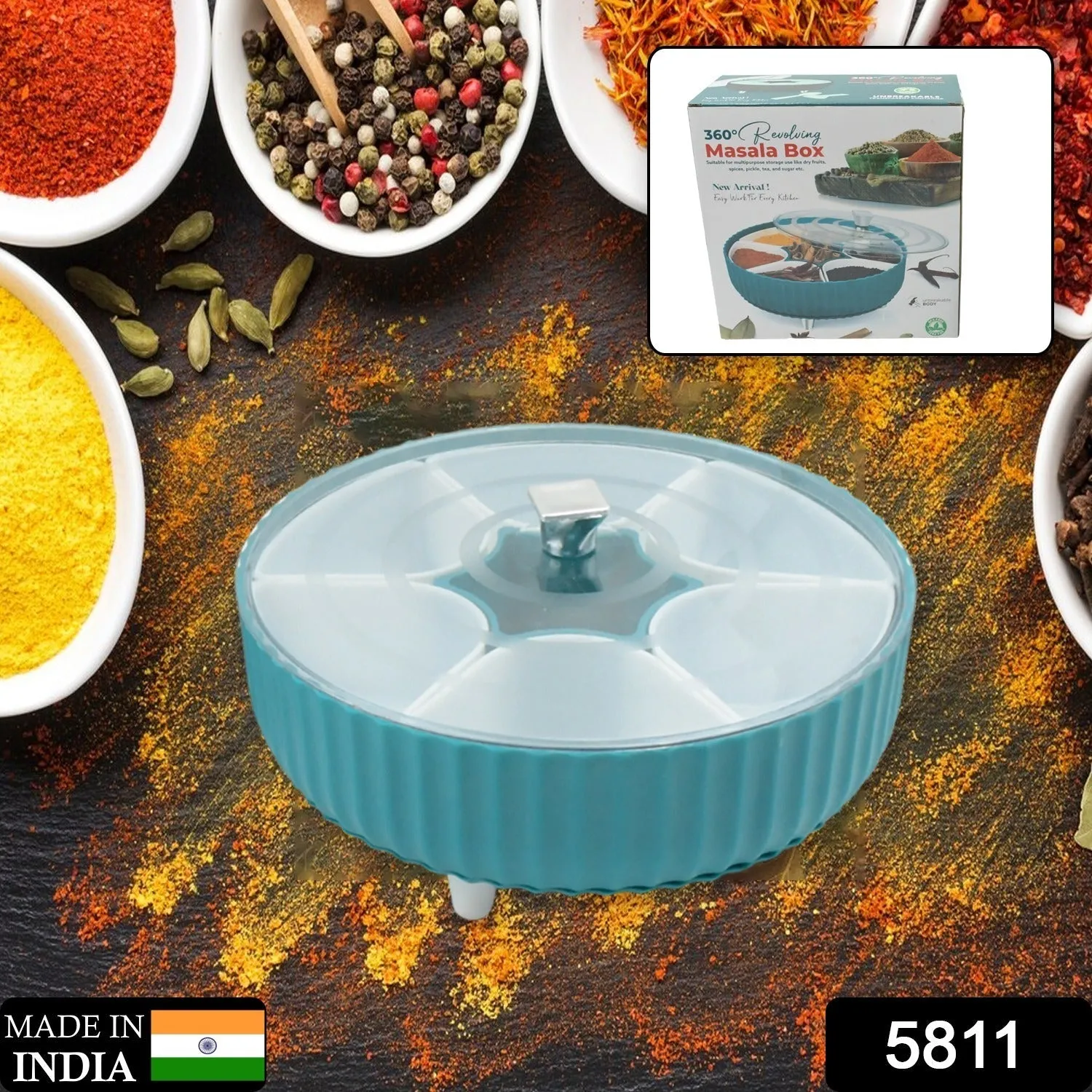 Dry Fruit & Snack Organizer: 360 Revolving Box (7 Compartments, Airtight)