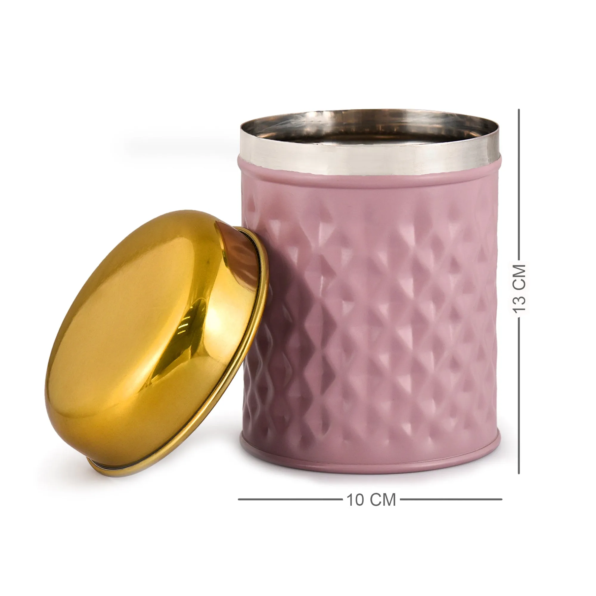 ELAN Glamour Stainless Steel Airtight Container, Set of 2 (Mauve, 650 ml)