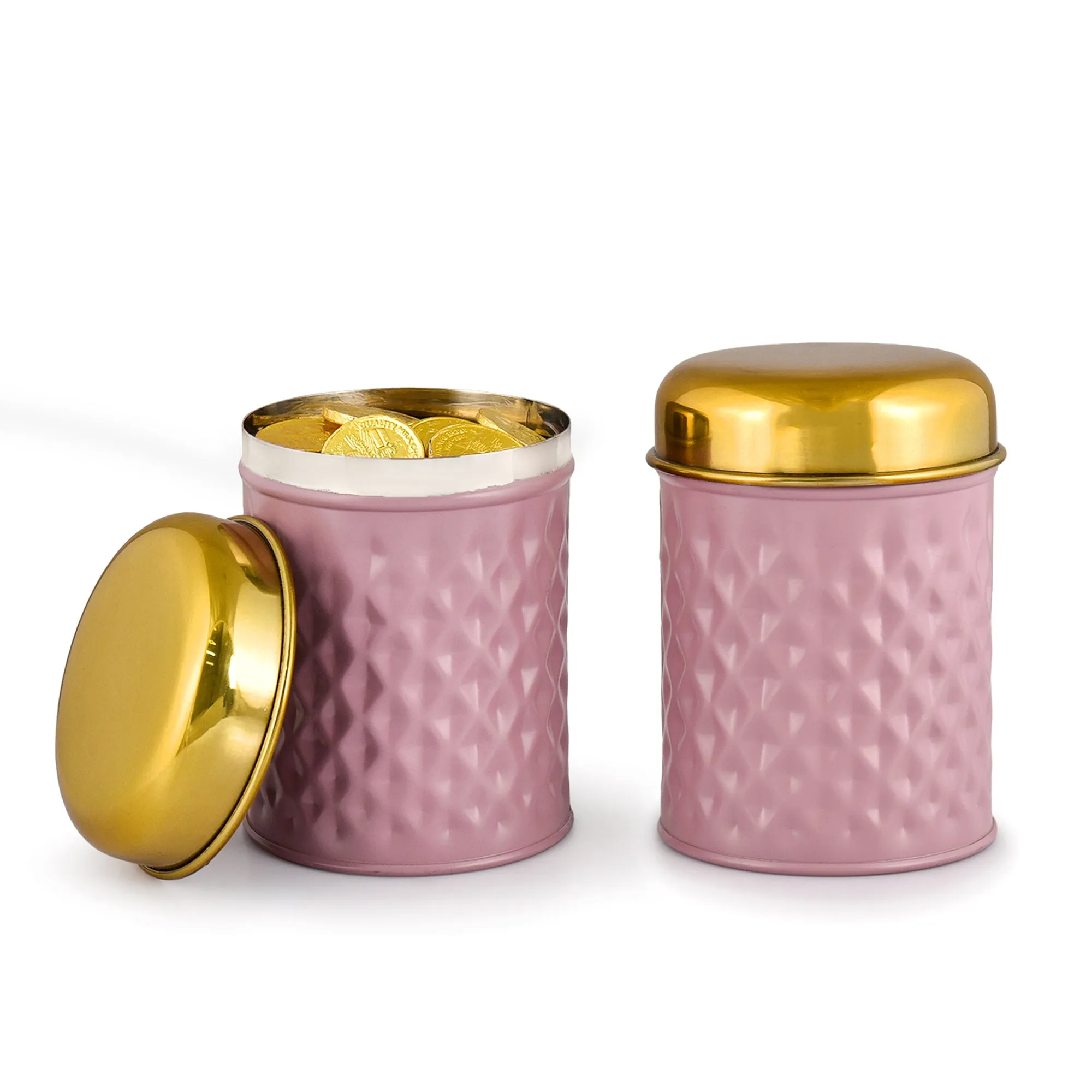 ELAN Glamour Stainless Steel Airtight Container, Set of 2 (Mauve, 650 ml)