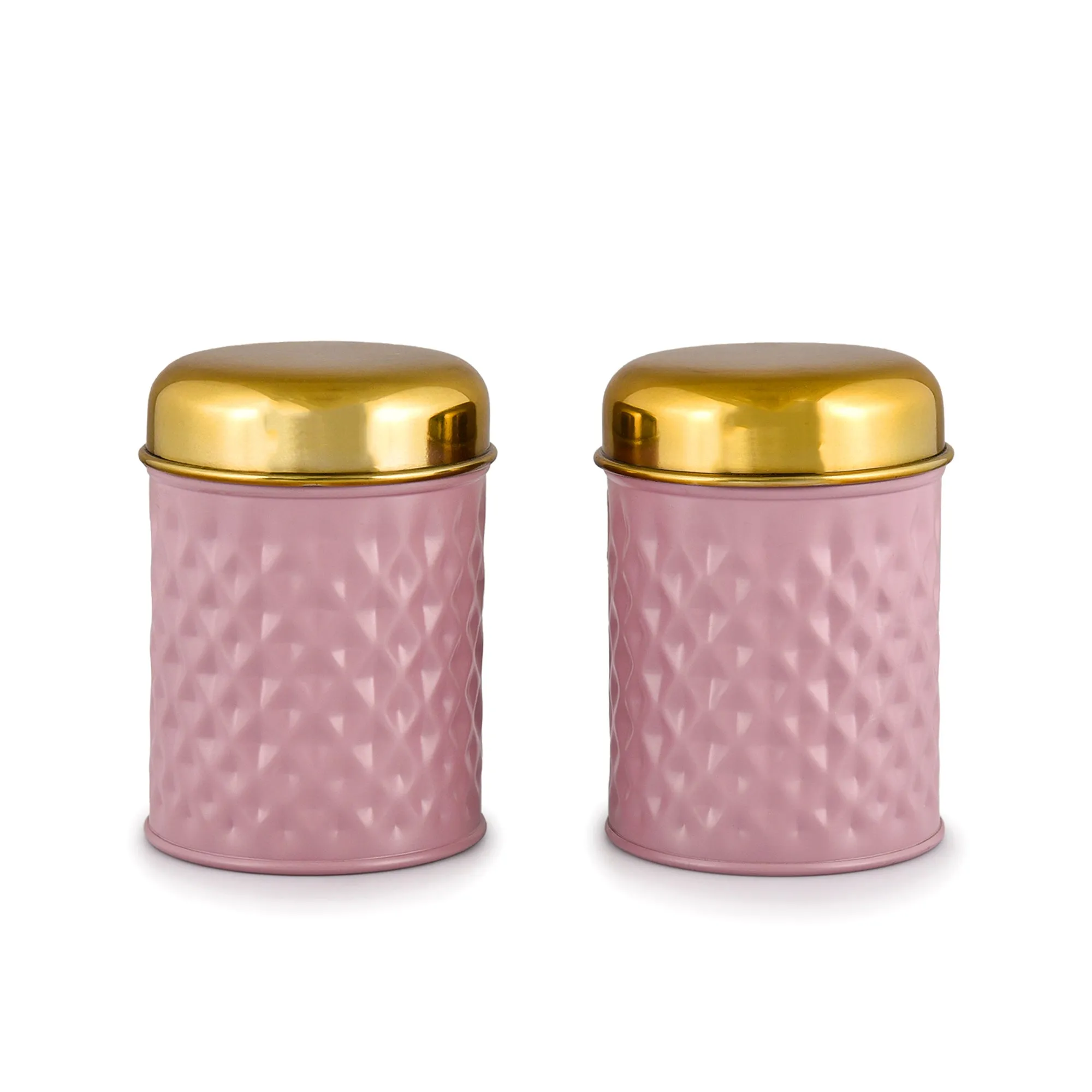 ELAN Glamour Stainless Steel Airtight Container, Set of 2 (Mauve, 650 ml)