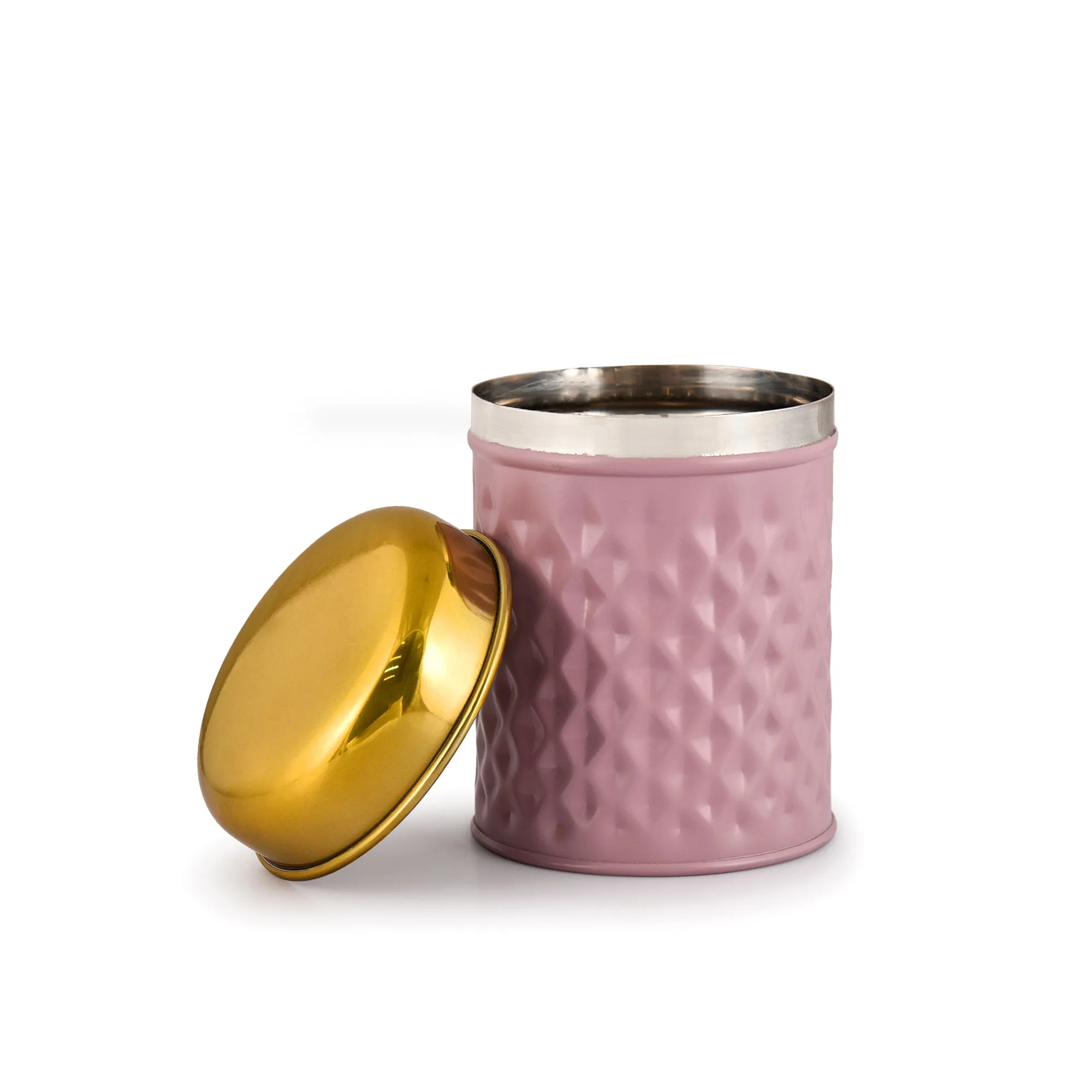 ELAN Glamour Stainless Steel Airtight Container, Set of 2 (Mauve, 650 ml)