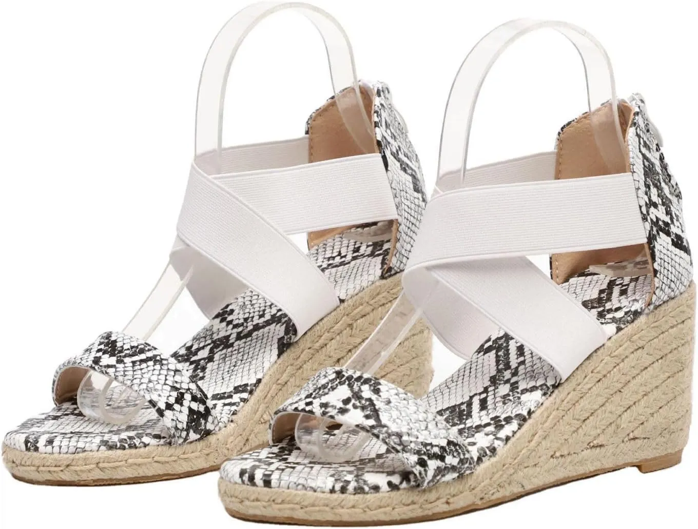 Espadrilles Wedges for Women Open Toe Cross Ankle Strap Shoes Woven Flax Thick Sole Sandals Beach Dressy Slip On Shoes 2025