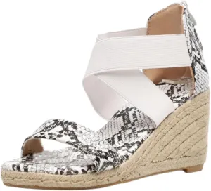 Espadrilles Wedges for Women Open Toe Cross Ankle Strap Shoes Woven Flax Thick Sole Sandals Beach Dressy Slip On Shoes 2025