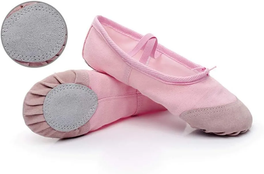 EXCEART 1 Pair Yoga Shoes Yoga Dance Shoe Ladies Canvas Ballet Shoes Ballet Shoes Slippers Split Sole Ballet Shoes Soft Sole Dance Shoes Women Pink Toddler Dancing Shoes Flat