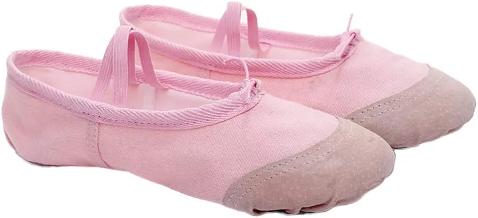 EXCEART 1 Pair Yoga Shoes Yoga Dance Shoe Ladies Canvas Ballet Shoes Ballet Shoes Slippers Split Sole Ballet Shoes Soft Sole Dance Shoes Women Pink Toddler Dancing Shoes Flat