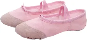 EXCEART 1 Pair Yoga Shoes Yoga Dance Shoe Ladies Canvas Ballet Shoes Ballet Shoes Slippers Split Sole Ballet Shoes Soft Sole Dance Shoes Women Pink Toddler Dancing Shoes Flat