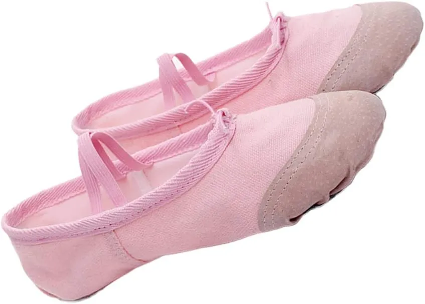 EXCEART 1 Pair Yoga Shoes Yoga Dance Shoe Ladies Canvas Ballet Shoes Ballet Shoes Slippers Split Sole Ballet Shoes Soft Sole Dance Shoes Women Pink Toddler Dancing Shoes Flat