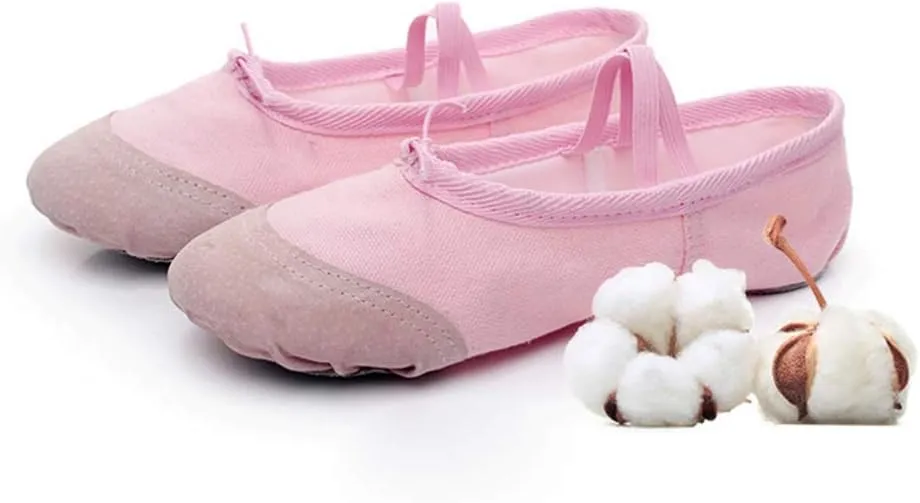 EXCEART 1 Pair Yoga Shoes Yoga Dance Shoe Ladies Canvas Ballet Shoes Ballet Shoes Slippers Split Sole Ballet Shoes Soft Sole Dance Shoes Women Pink Toddler Dancing Shoes Flat