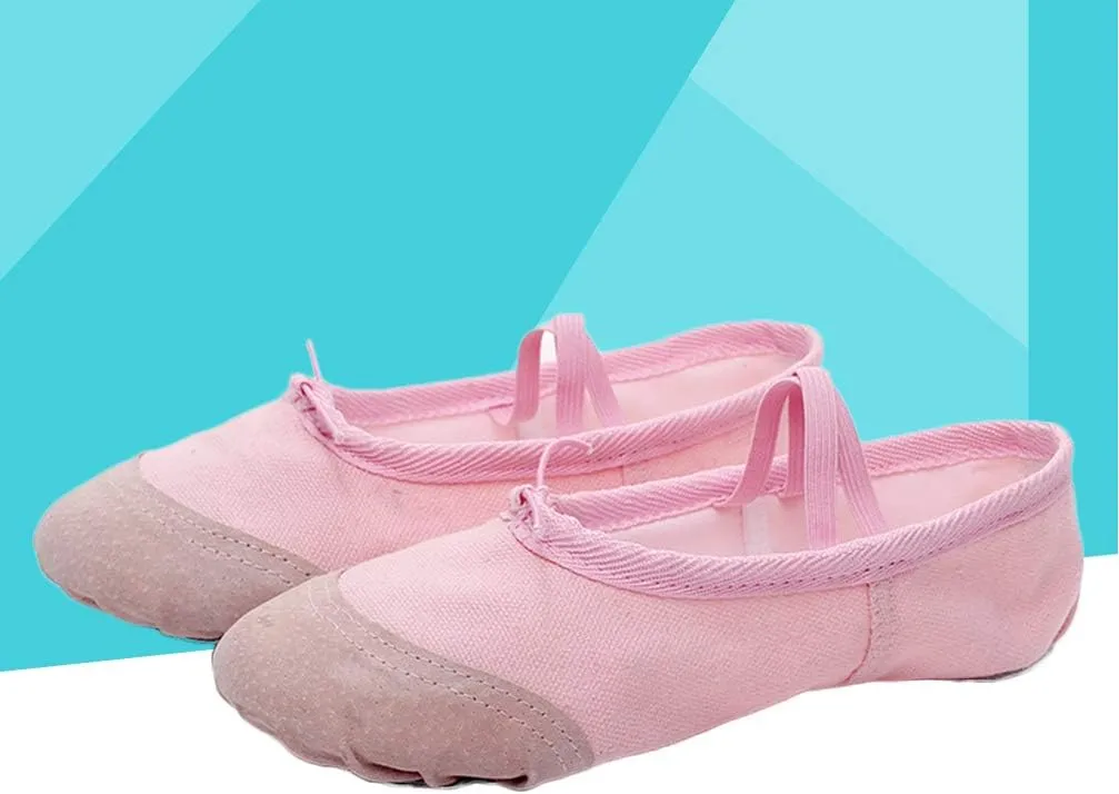 EXCEART 1 Pair Yoga Shoes Yoga Dance Shoe Ladies Canvas Ballet Shoes Ballet Shoes Slippers Split Sole Ballet Shoes Soft Sole Dance Shoes Women Pink Toddler Dancing Shoes Flat