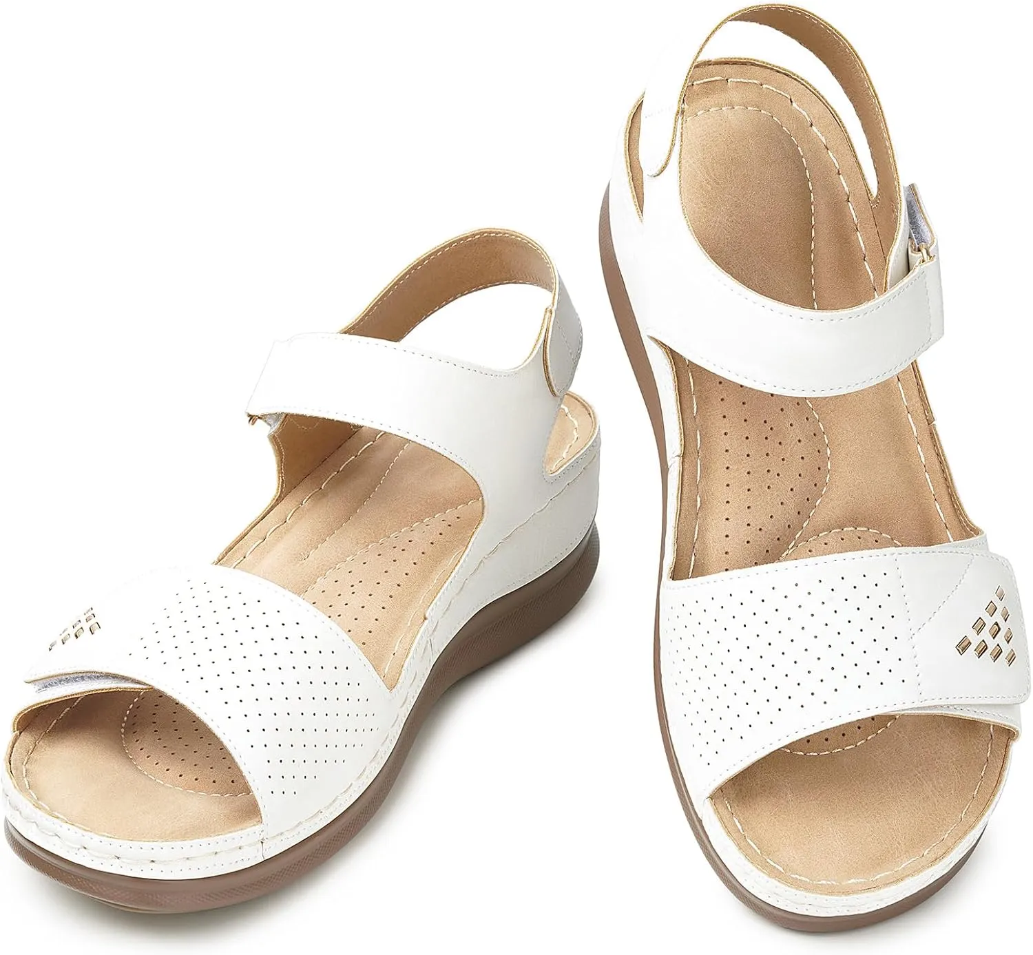 Flat Sandals for Women Comfortable - Low Wedge Womens Sandals Dressy Summer Beach Casual Walking Shoes
