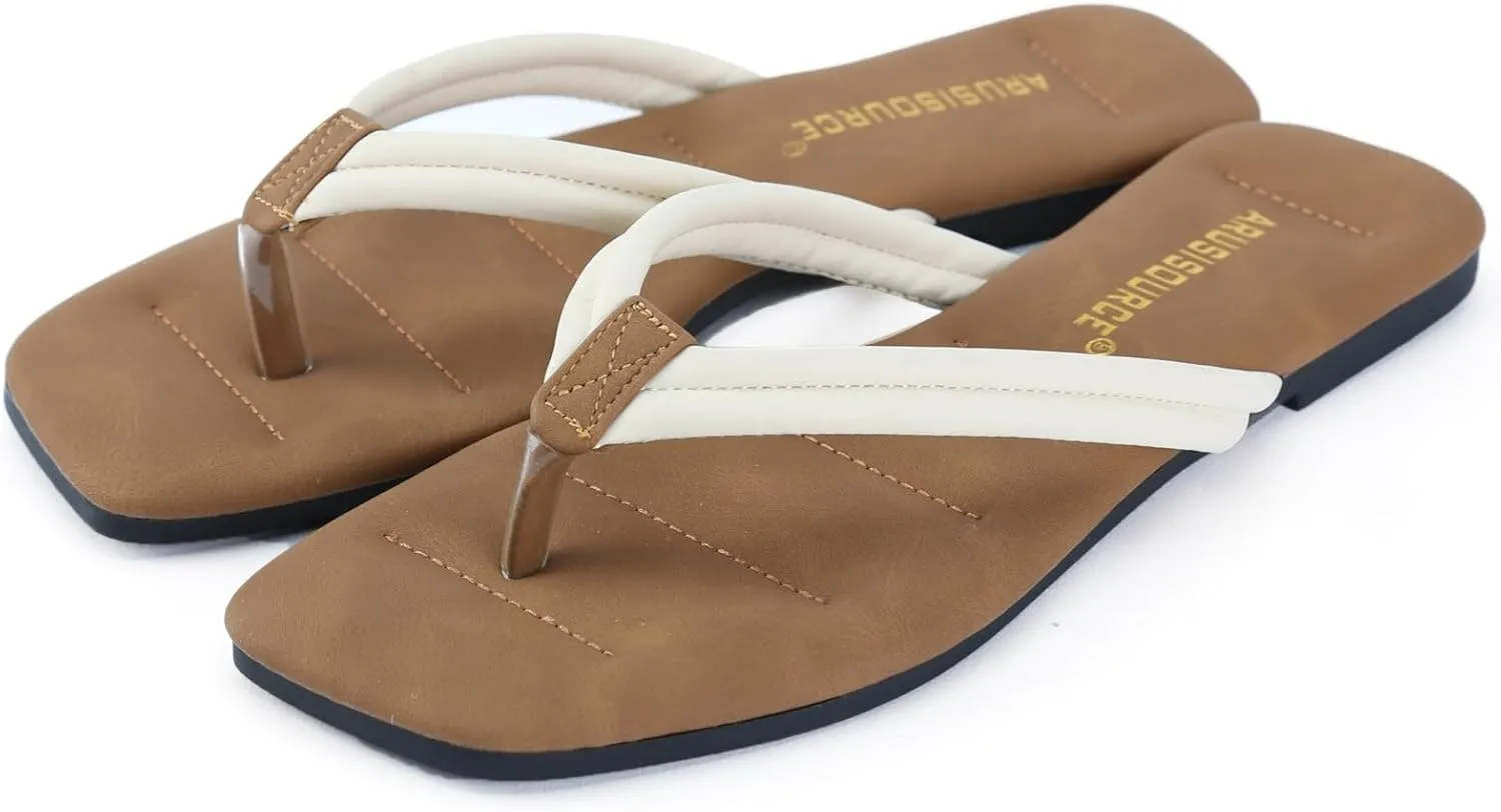Flip flops for Women Flat Slippers 2025 Vegan Leather Womens Slippers Sandals Beach Basic Fashion Slides Footwear
