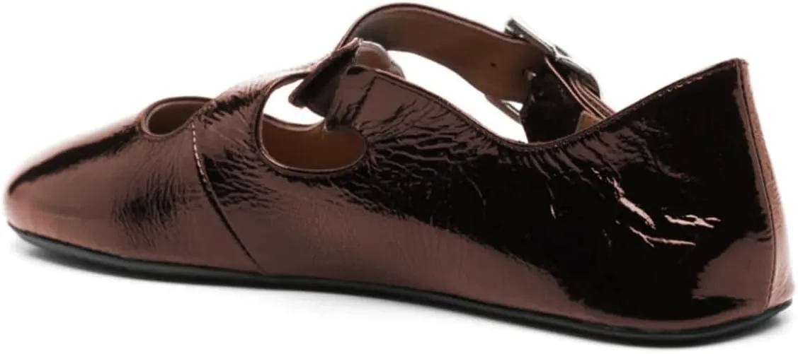FOWT Women Crisscross Strap Buckle Closed Round Toe Ballet Flats Stylish Party Date Ballroom Dance Comfy Mary Jane Shoes Size 4-16 US