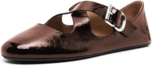 FOWT Women Crisscross Strap Buckle Closed Round Toe Ballet Flats Stylish Party Date Ballroom Dance Comfy Mary Jane Shoes Size 4-16 US