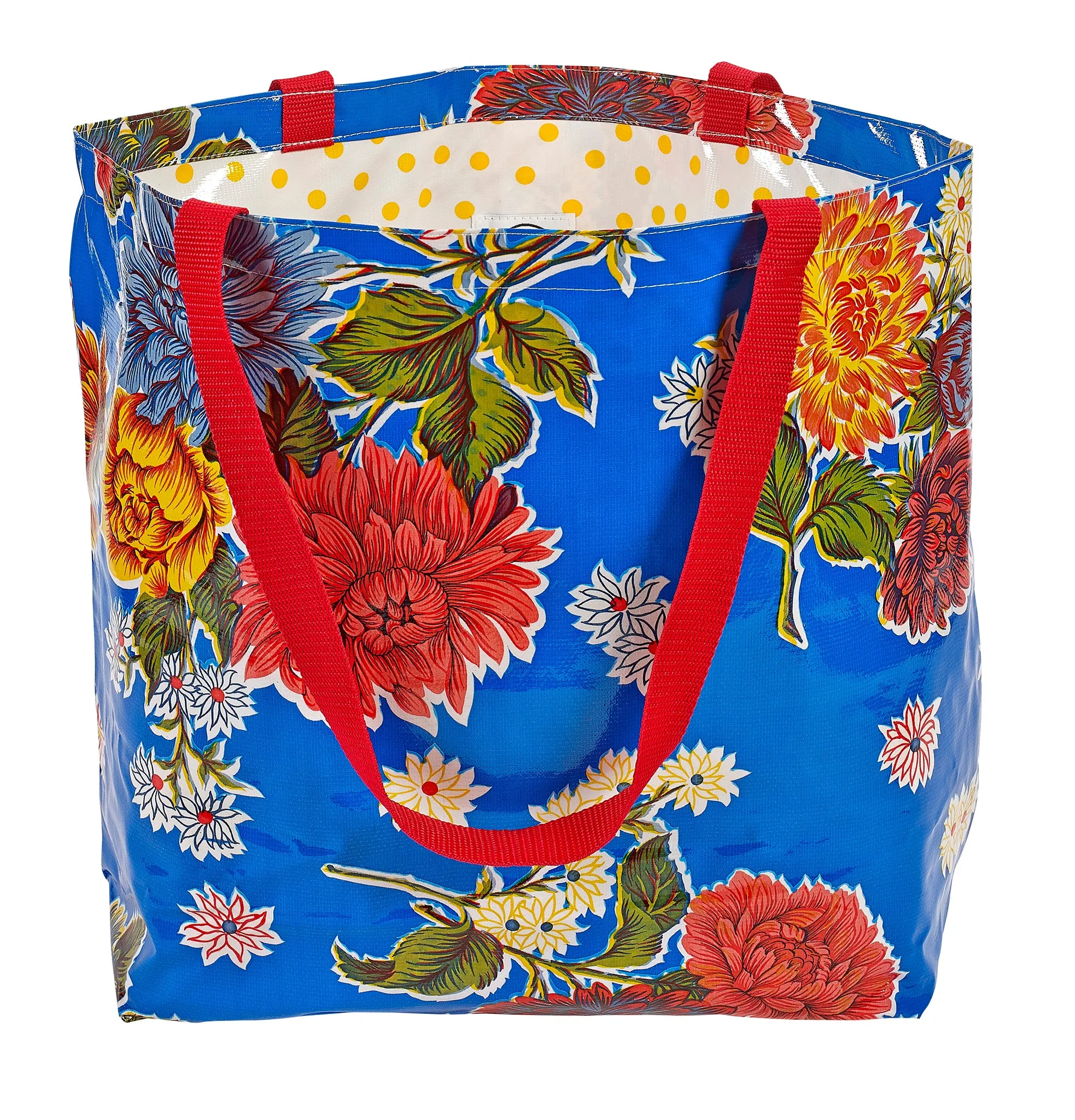 Freckled Sage Oilcloth Market Bags in Mum Blue