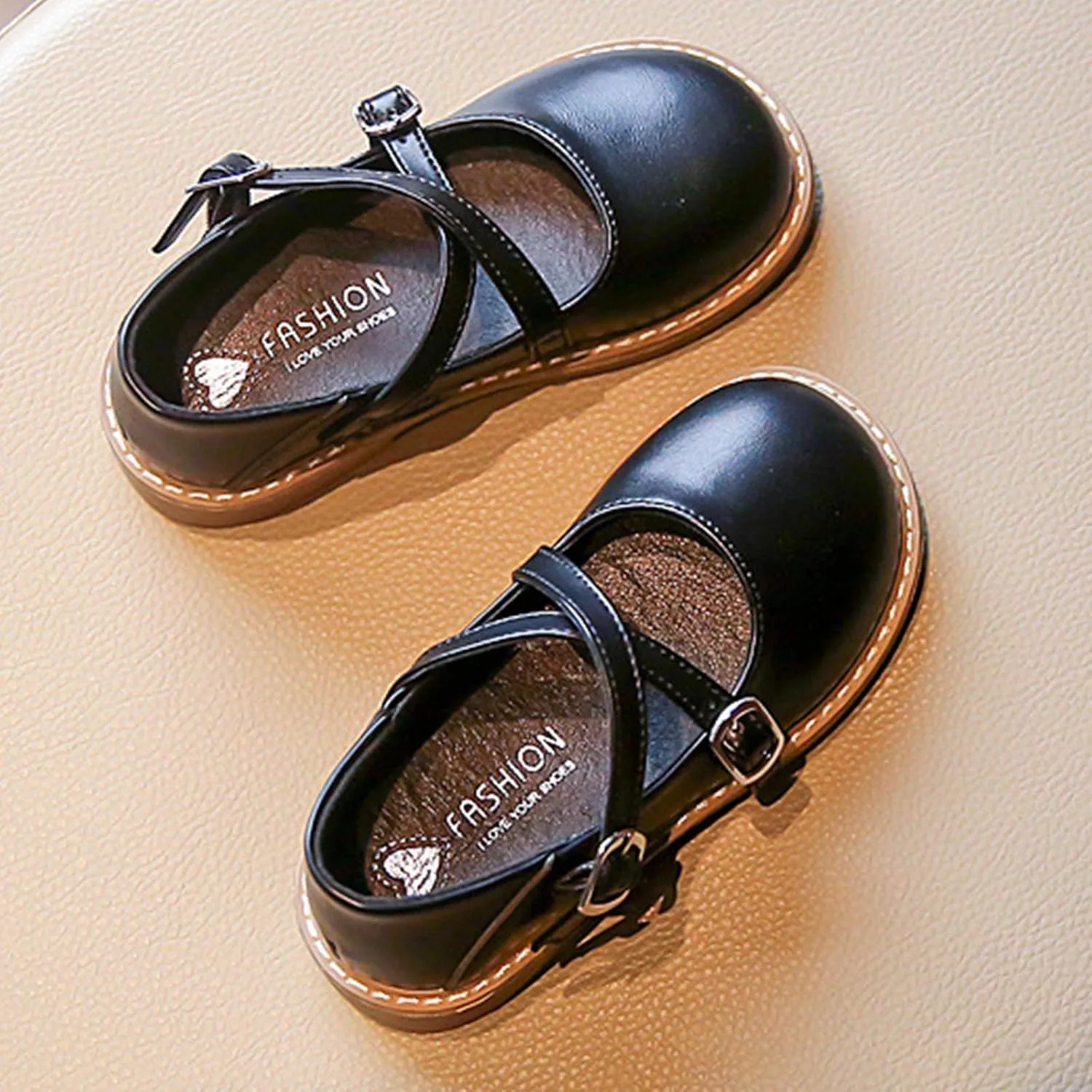 Girls Ballet Shoes Fashion Four Seasons Children Casual Shoes Girls Round Toe Flat Sole Thick Sole Lightweight Shoes