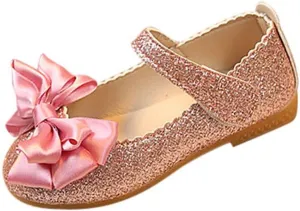 Girls Dress Shoes Flower Girls Leather Ballet Pearl Flat Wedding Party School Walking Shoes for Little Kid
