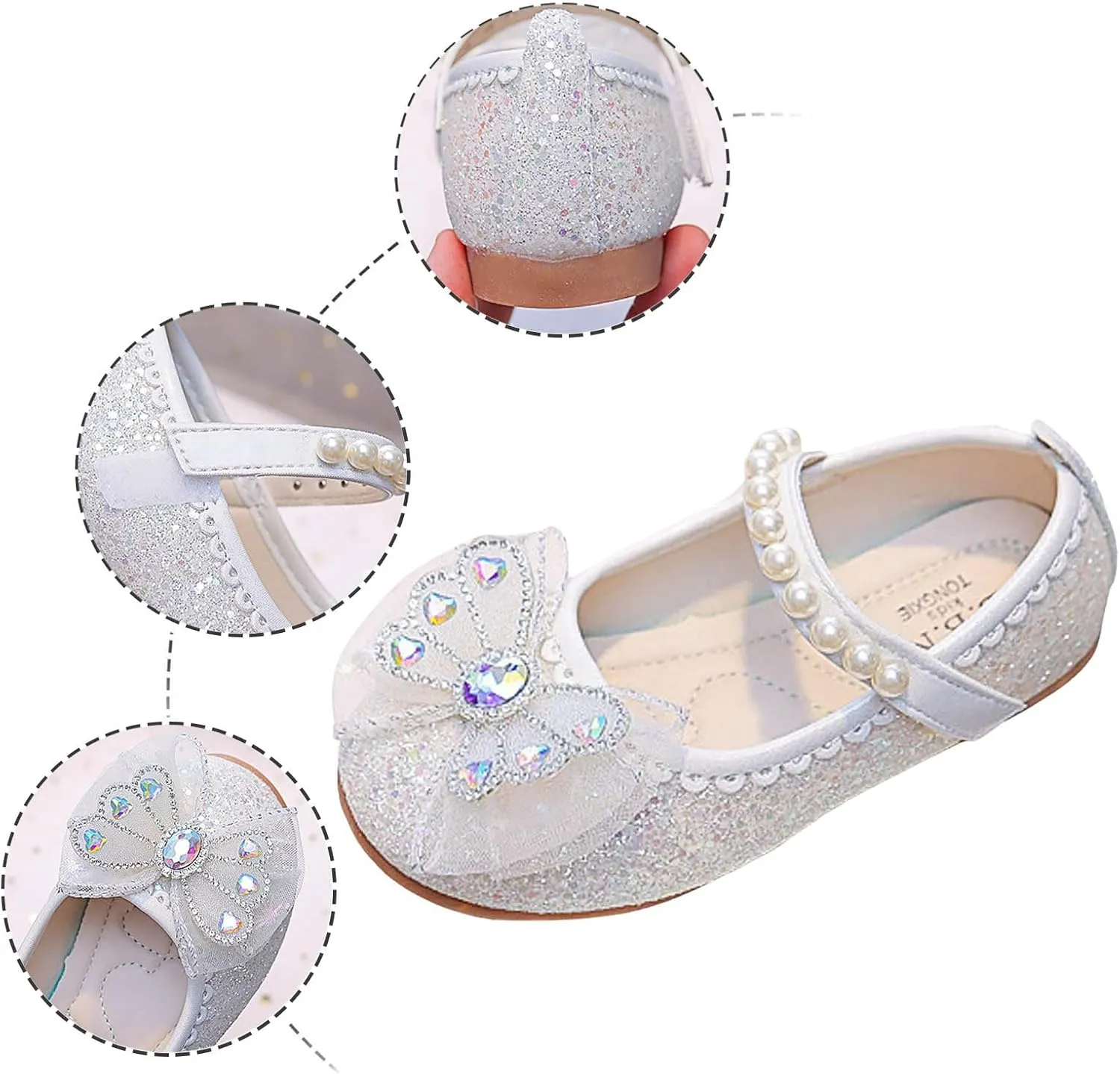 Girls Sandals Fashion Cute Bow Pearl Decorated Flat Comfortable Casual Summer Shoes for Toddler Kids Lightweight