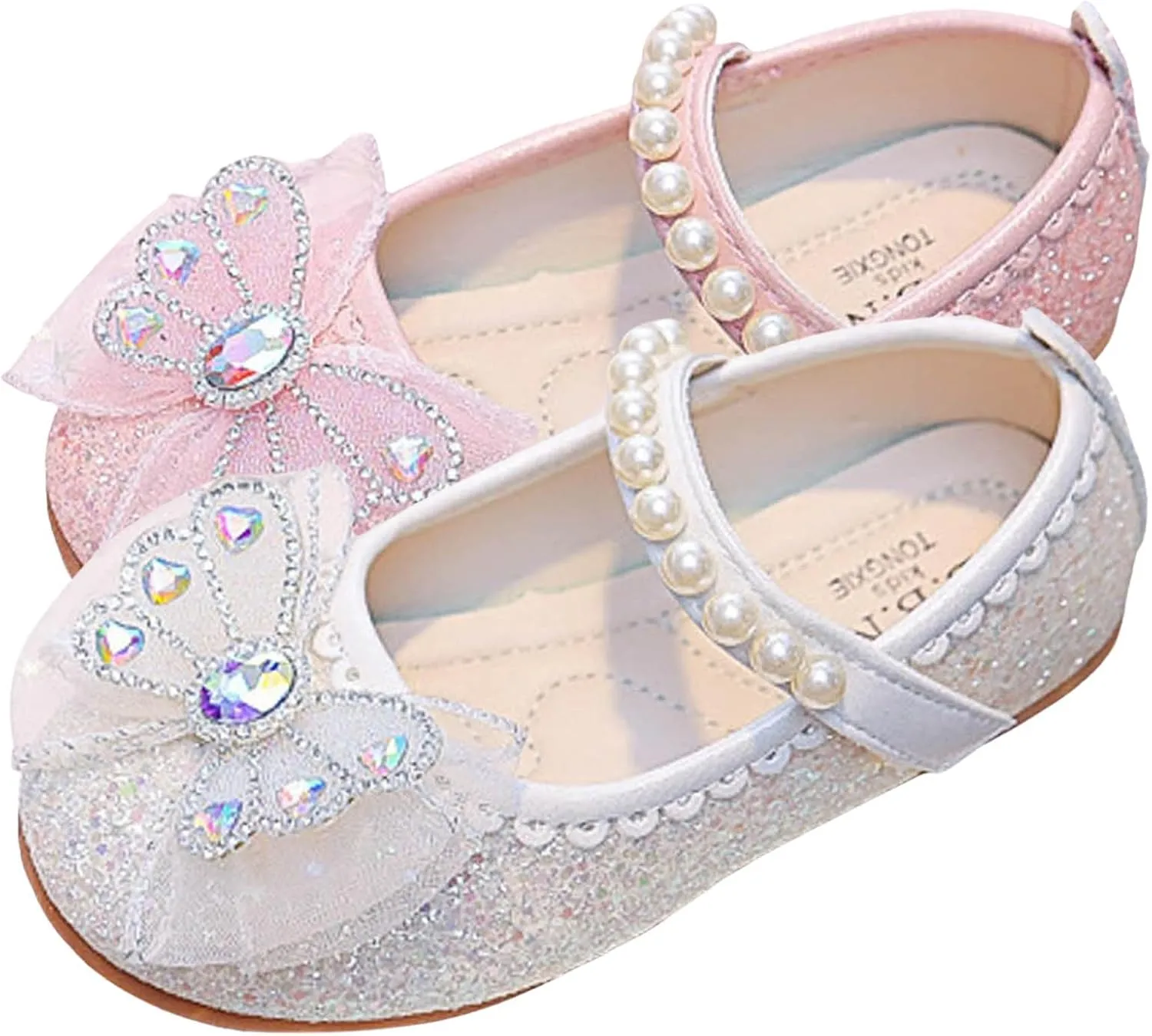 Girls Sandals Fashion Cute Bow Pearl Decorated Flat Comfortable Casual Summer Shoes for Toddler Kids Lightweight