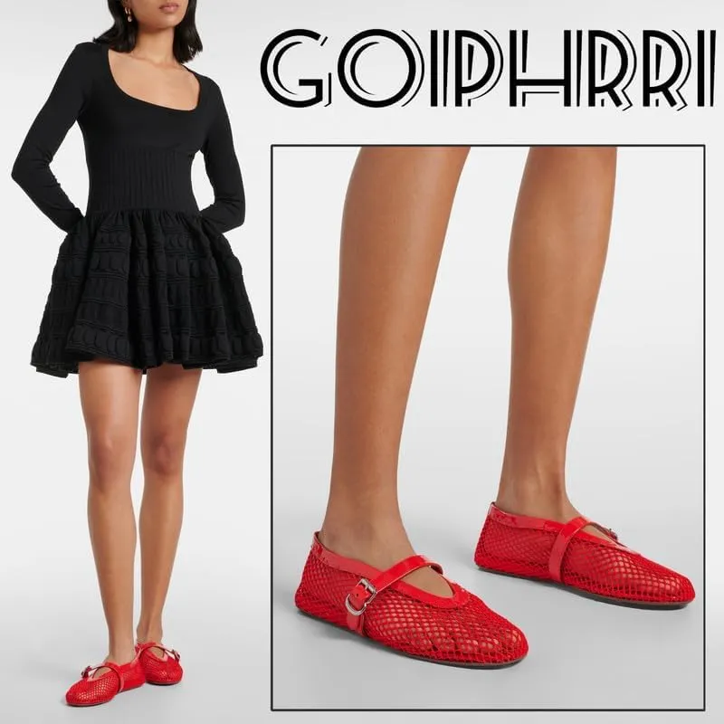Goiphrri Ballet Flats Shoes for Women Fashion Summer Womens Flats Comfortable Dressy Buckle Strap Mary Jane Flats Round Toe Ballerina Flats for Women Wide Width Mesh Flats for Women